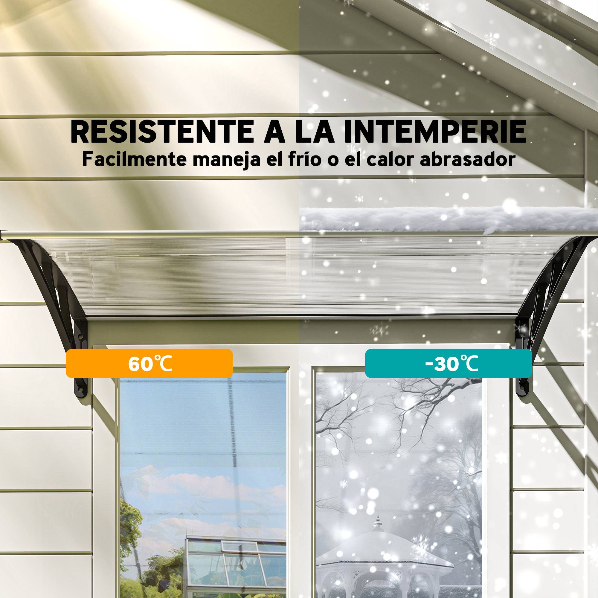 Store de porte et fenêtre 110 x 60 cm avec panneaux en polycarbonate et bande d'aluminium transparent - Image 8