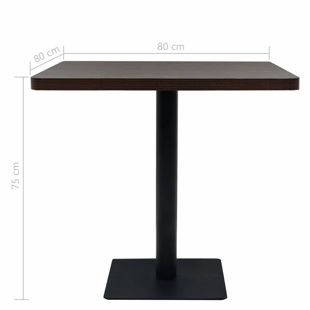 Helloshop26 - Table haute mange debout bar bistrot MDF et acier carré 80 x 80 cm frêne foncé marron - Image 5