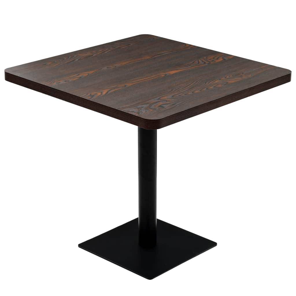 Helloshop26 - Table haute mange debout bar bistrot MDF et acier carré 80 x 80 cm frêne foncé marron - Image 1