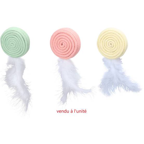 Flamingo - Jouet pour chat Poppy Disque plume , vert ou rose ou jaune, 15 cm. - Image 1