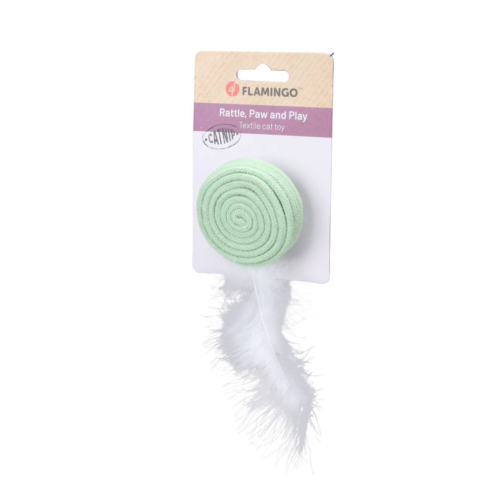 Flamingo - Jouet pour chat Poppy Disque plume , vert ou rose ou jaune, 15 cm. - Image 7