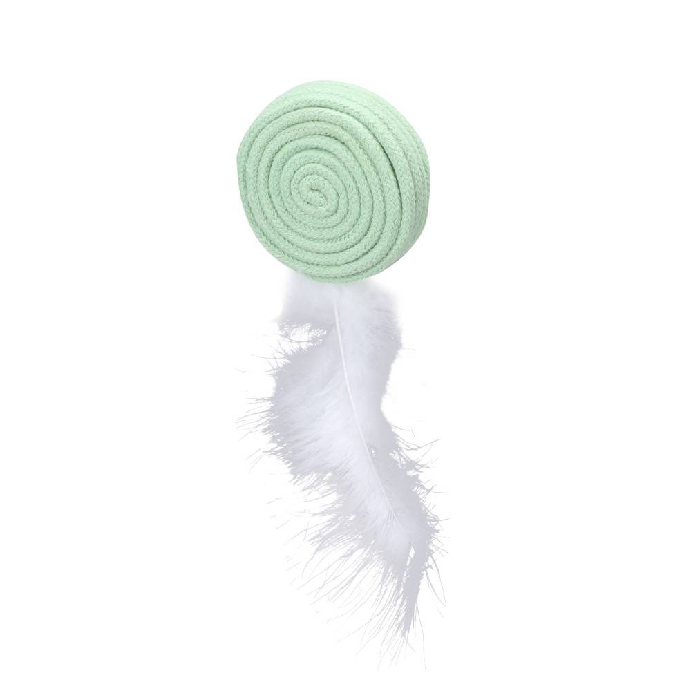 Flamingo - Jouet pour chat Poppy Disque plume , vert ou rose ou jaune, 15 cm. - Image 2