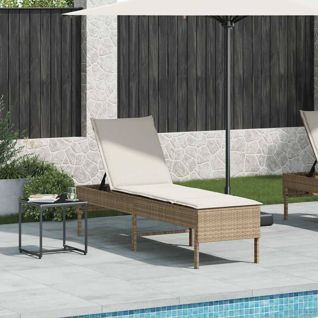 Vidaxl - Transat avec coussin beige 55x200x44cm résine tressée vidaXL 4104104 - Image 4