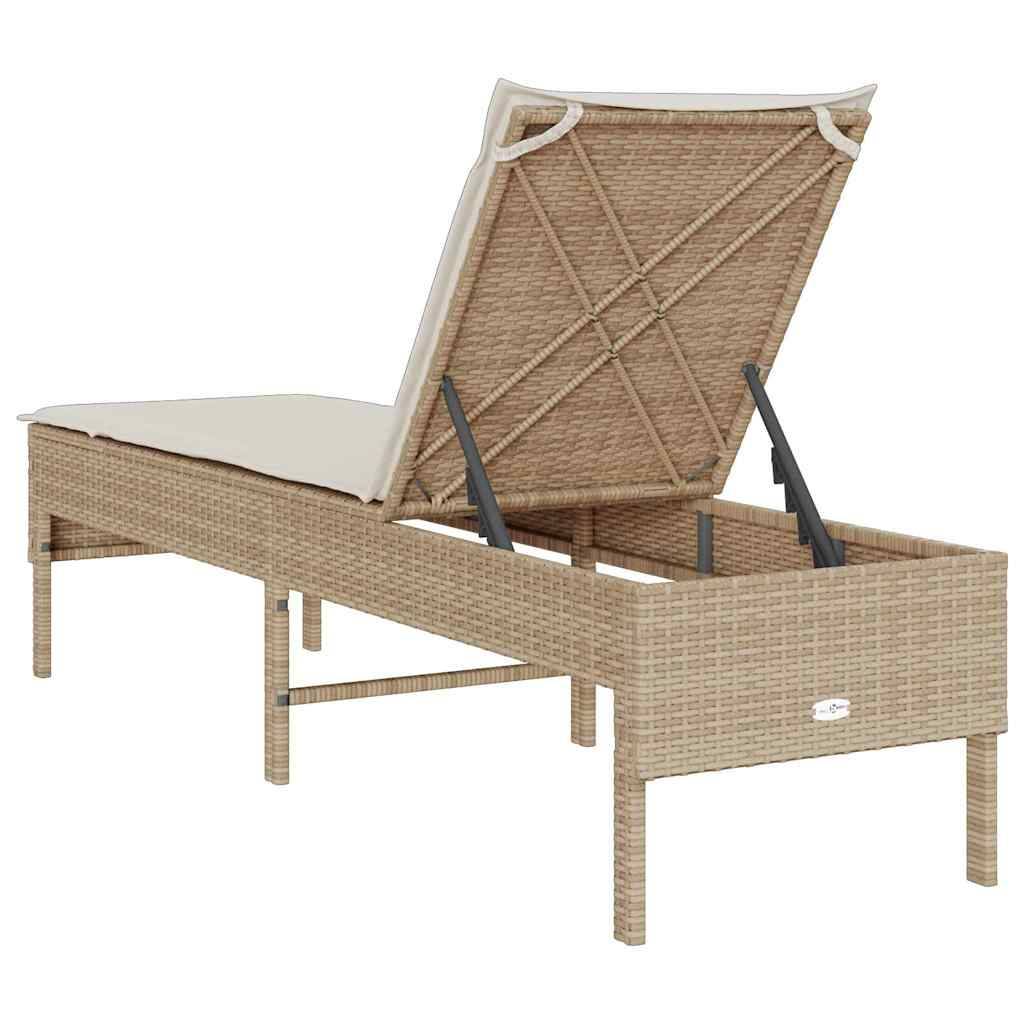 Vidaxl - Transat avec coussin beige 55x200x44cm résine tressée vidaXL 4104104 - Image 7