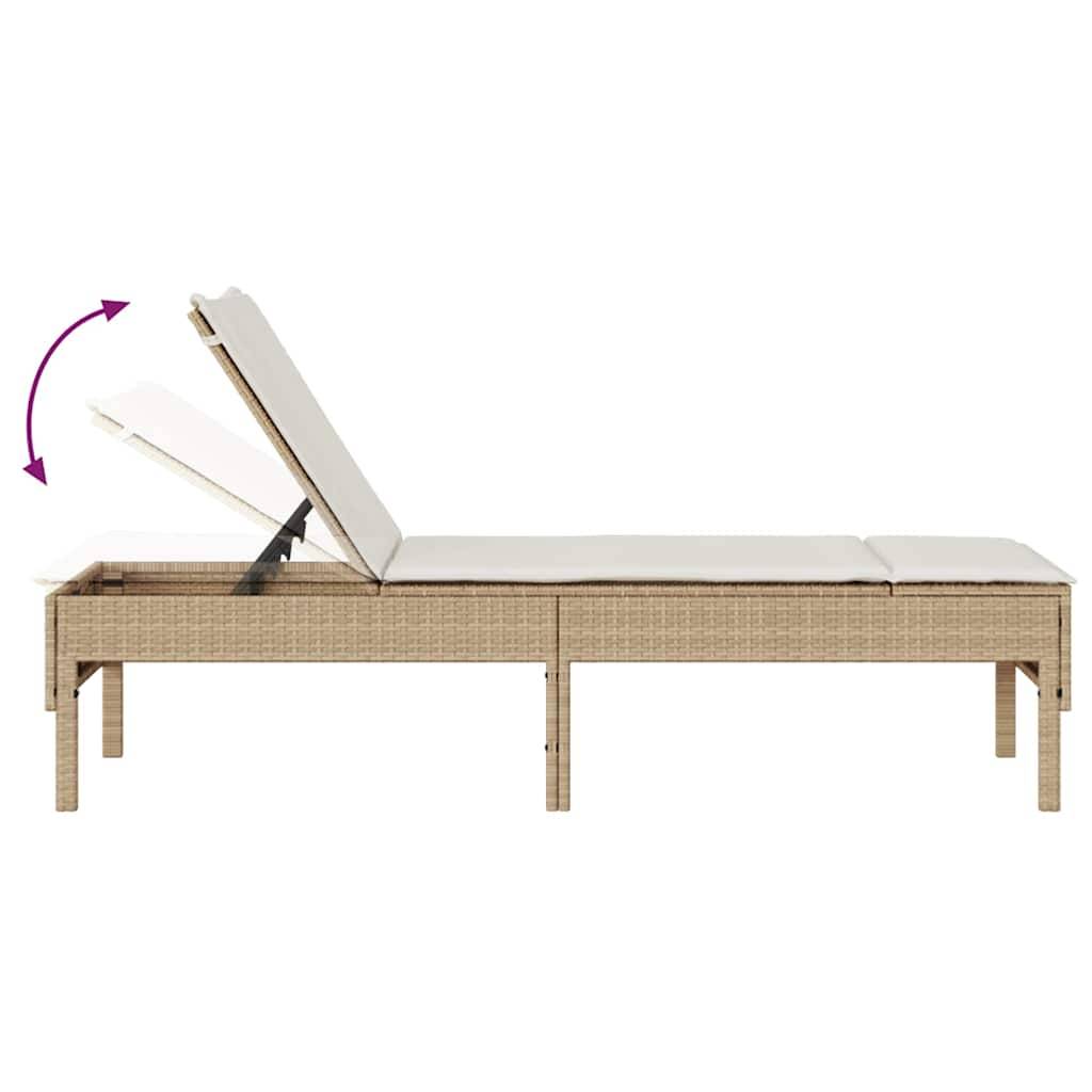 Vidaxl - Transat avec coussin beige 55x200x44cm résine tressée vidaXL 4104104 - Image 10