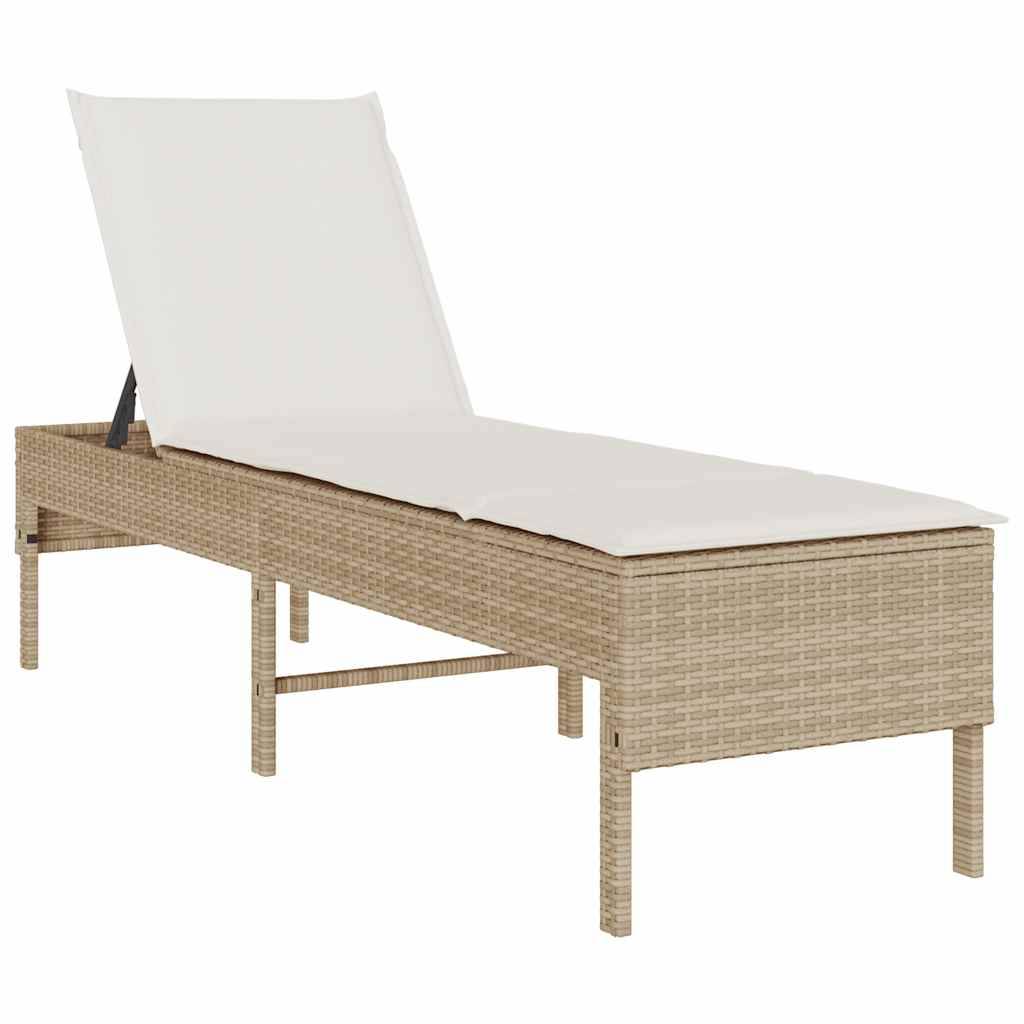 Vidaxl - Transat avec coussin beige 55x200x44cm résine tressée vidaXL 4104104 - Image 2