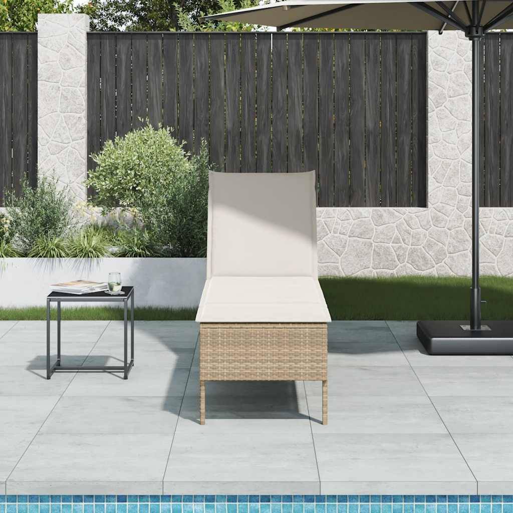 Vidaxl - Transat avec coussin beige 55x200x44cm résine tressée vidaXL 4104104 - Image 1