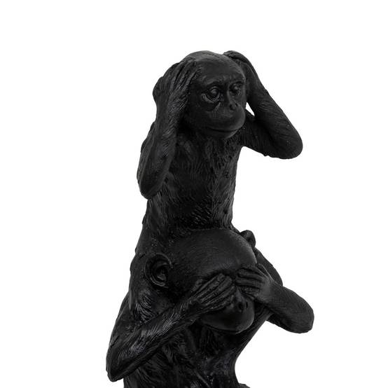 Objet déco 3 Singes de la Sagesse superposés en résine H 24.5 cm - Image 2
