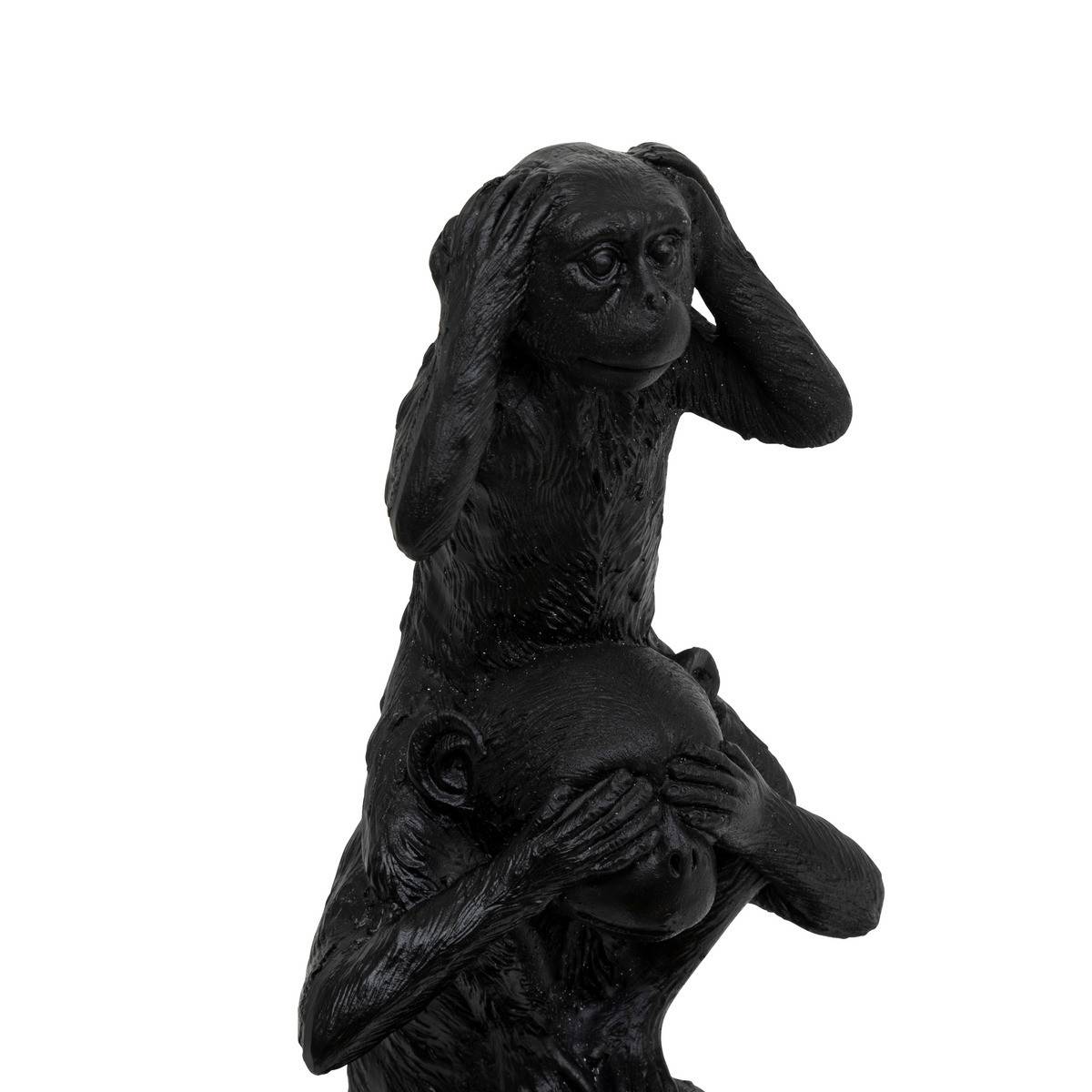 Objet déco 3 Singes de la Sagesse superposés en résine H 24.5 cm - Image 2