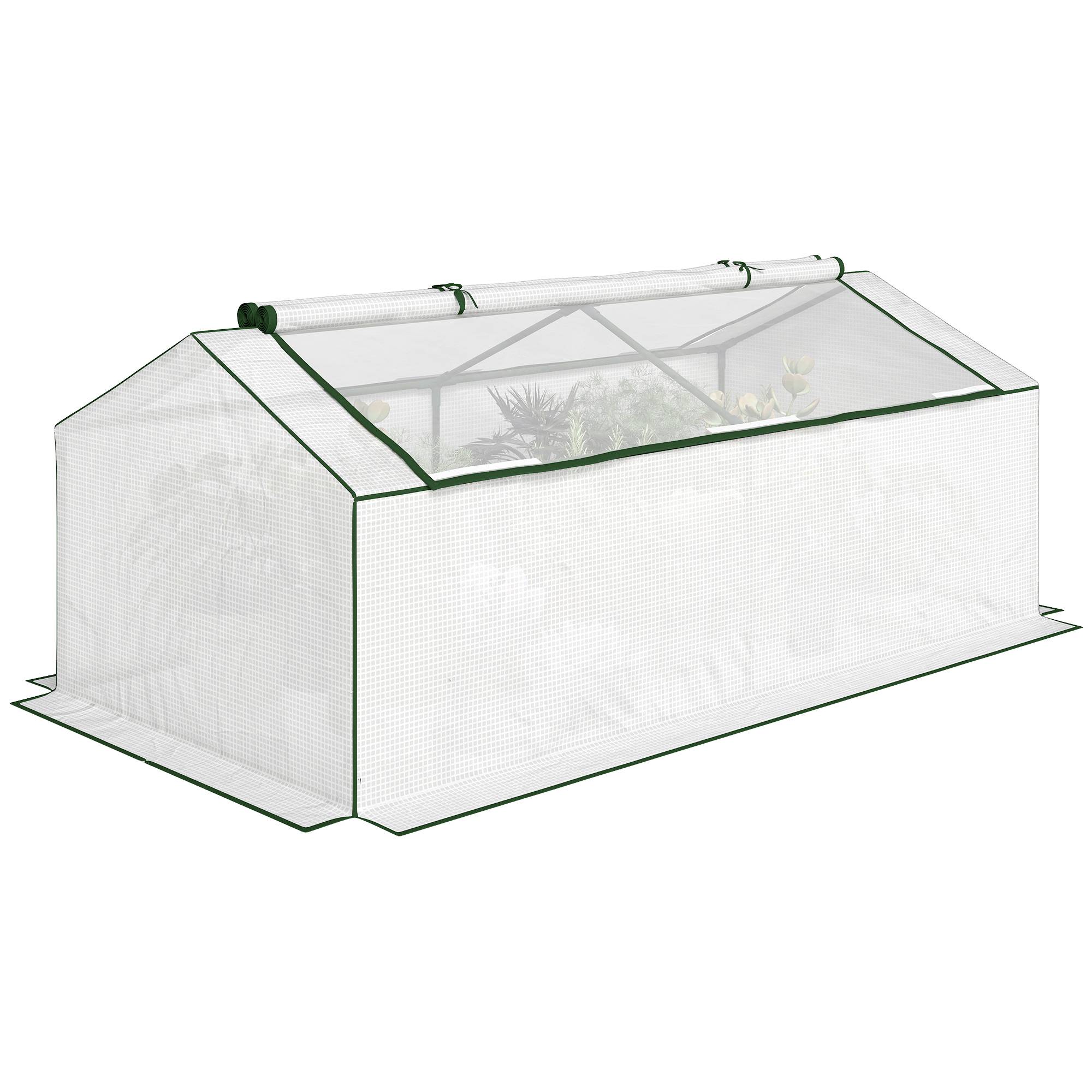 Sans Marque - Mini Serre de Jardin à Toit Pointu, Fenêtre avec Moustiquaire Intégrée, Métal Thermolaqué, 180 x 90 x 70 cm, Blanc - Image 1