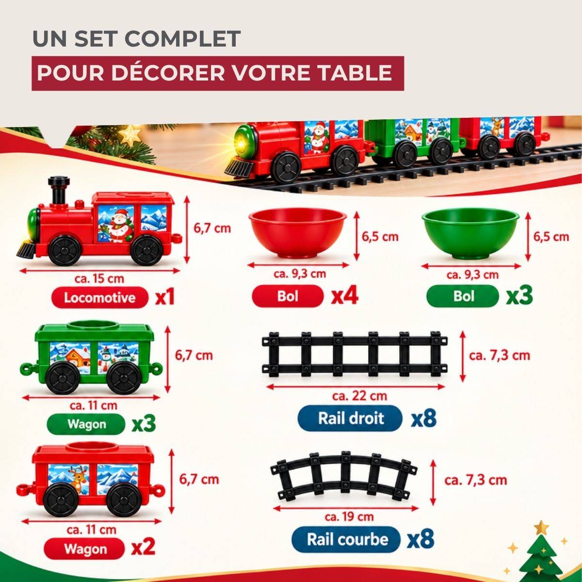 Lot de 1 appareil à fondue et 1 un train de table décoratif de Noël Fackelmann - Image 3