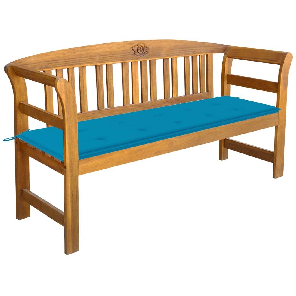 Helloshop26 - Banc de jardin meuble de patio d'extérieur terrasse avec coussin 157 cm bois d'acacia massif - Image 1