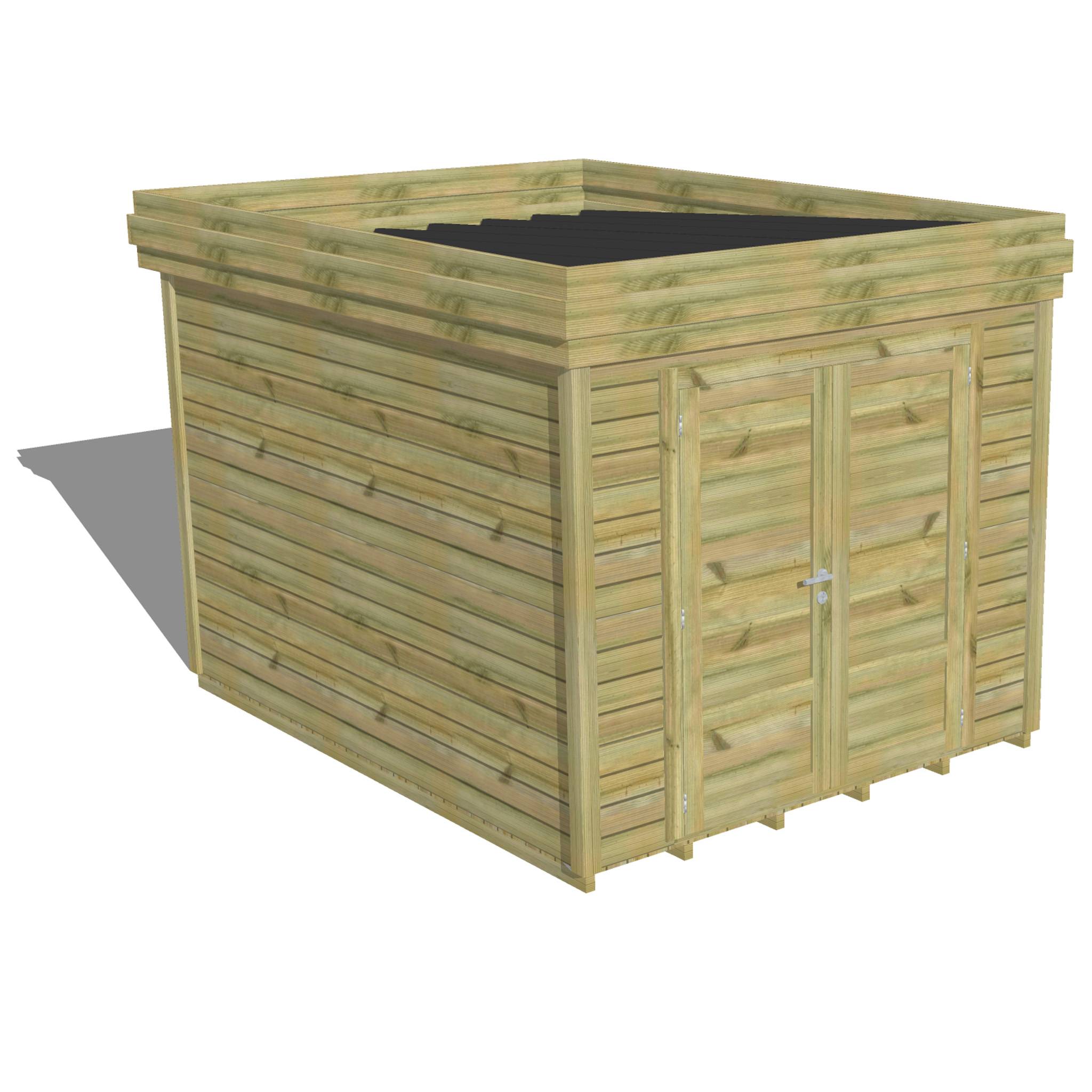 Abri Français - ABRI DE JARDIN bois autoclave 27mm - 2,64x3,44m / 9m2 - Bac acier - Plancher bois - Image 1