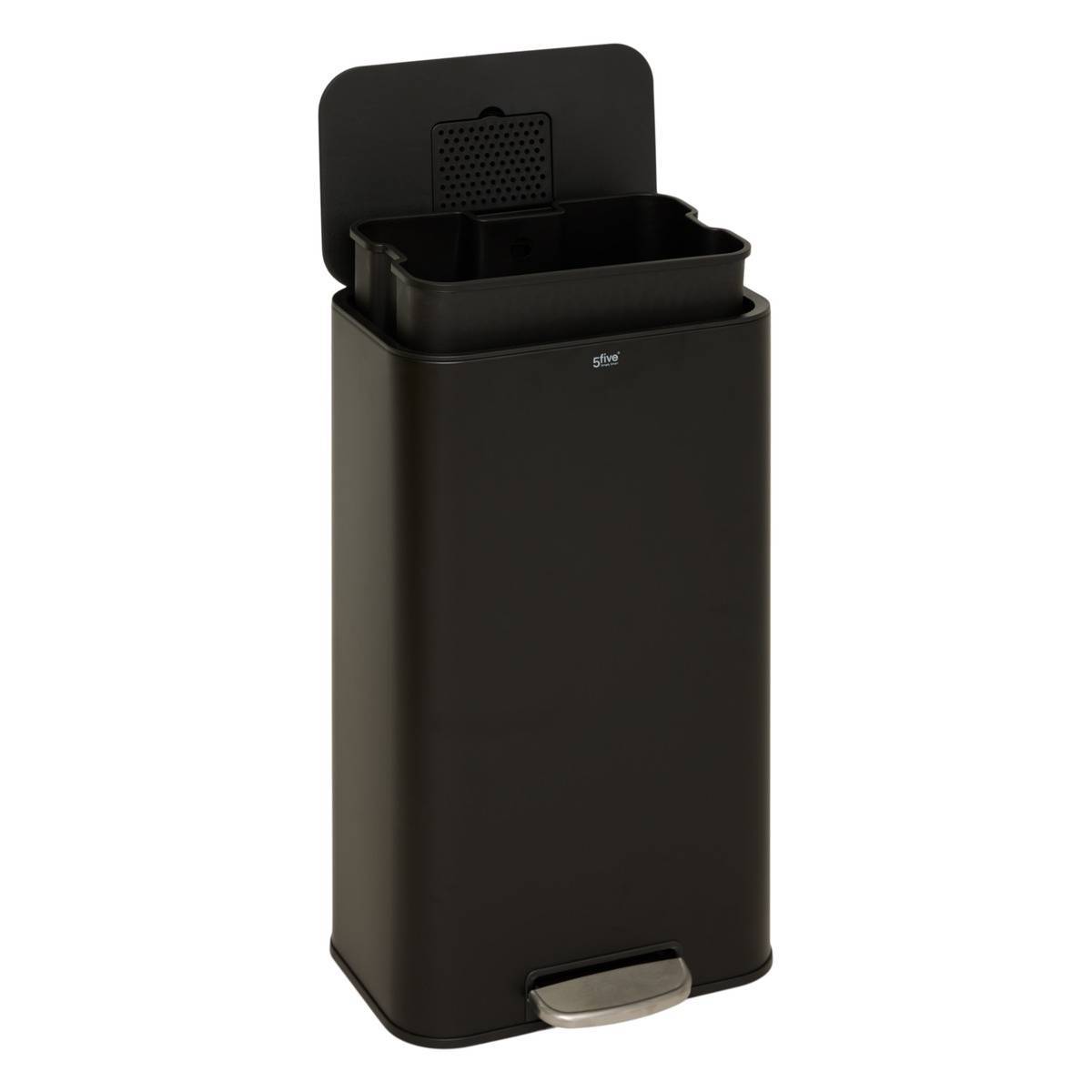 Poubelle rectangulaire à pédale Delta 30L noir - 5five - Image 3