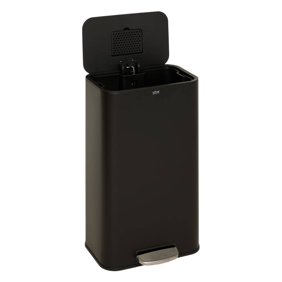Poubelle rectangulaire à pédale Delta 30L noir - 5five - Image 2