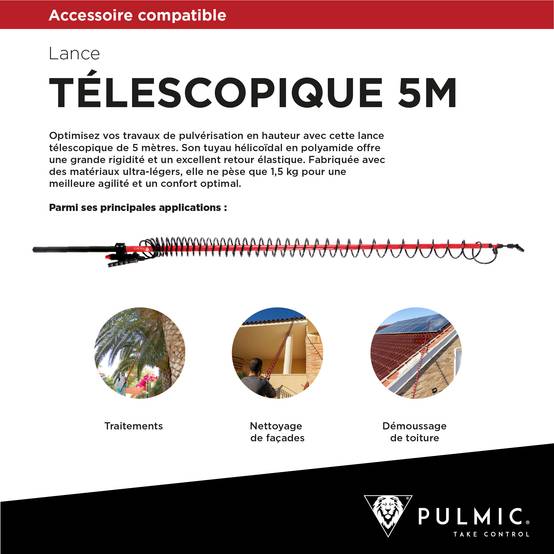 PULMIC Pulvérisateur Électrique Spécial Toiture et Nettoyage, 7 Bars Projette à 10m avec Lance en Acier INOX,Batterie Lithium 18V - Image 10