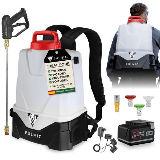 PULMIC Pulvérisateur Électrique Spécial Toiture et Nettoyage, 7 Bars Projette à 10m avec Lance en Acier INOX,Batterie Lithium 18V - Image 1