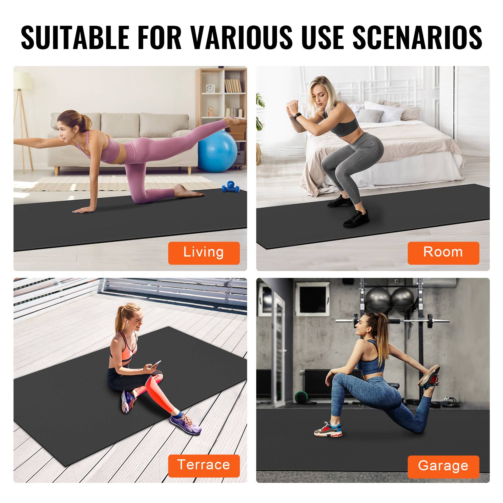 Vevor - VEVOR Tapis de yoga antidérapant tapis d'entraînement 3050 x 1830 mm pilates - Image 6