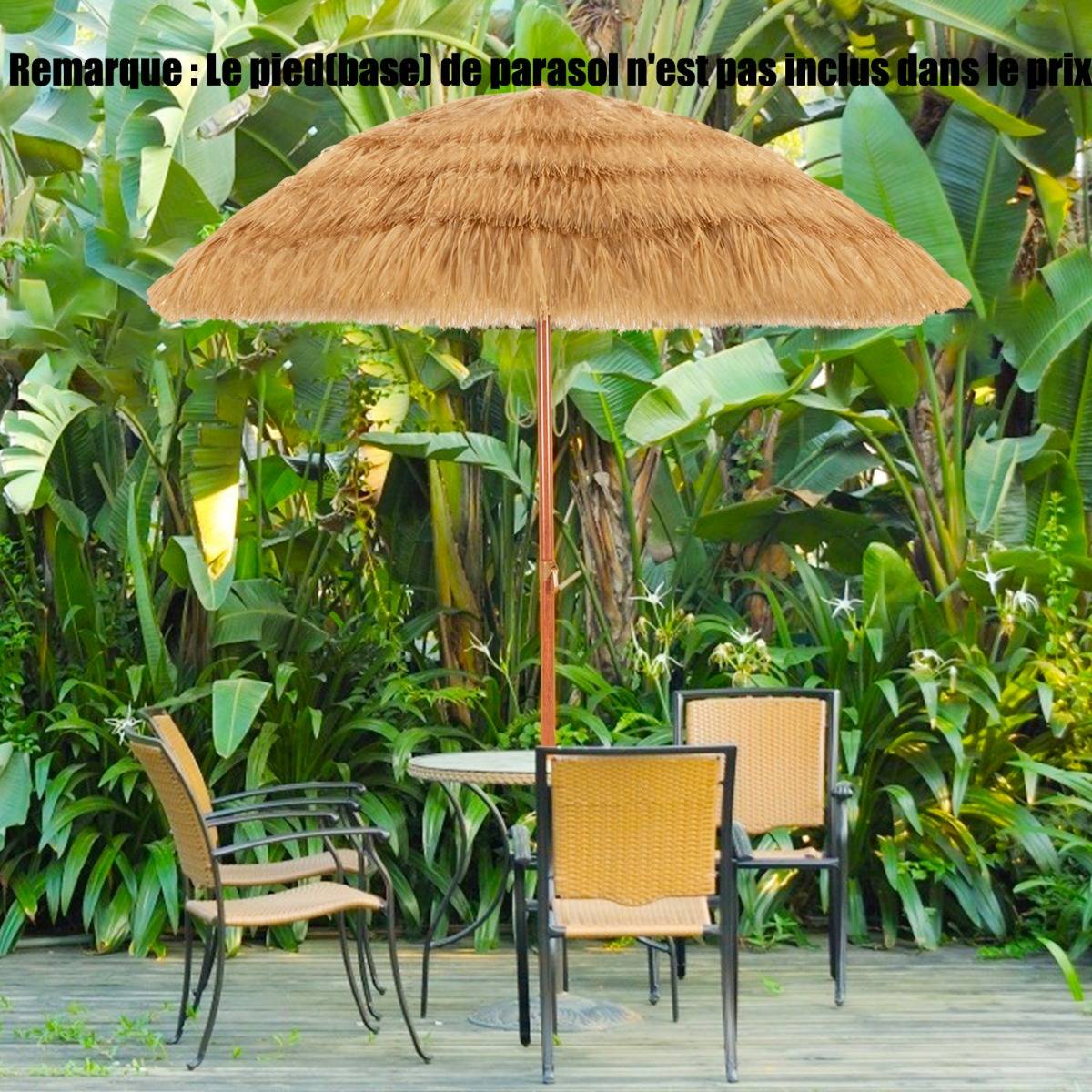 Parasol Inclinable de Paille en PP 2M Fixation pour Sable Toit Chaume Style Hawaïen 2 Parties - Image 5