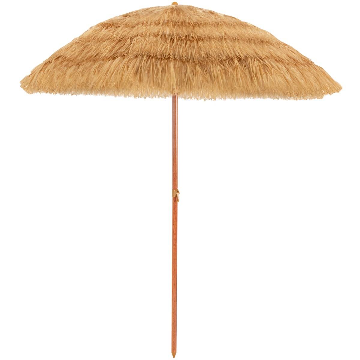 Parasol Inclinable de Paille en PP 2M Fixation pour Sable Toit Chaume Style Hawaïen 2 Parties - Image 1