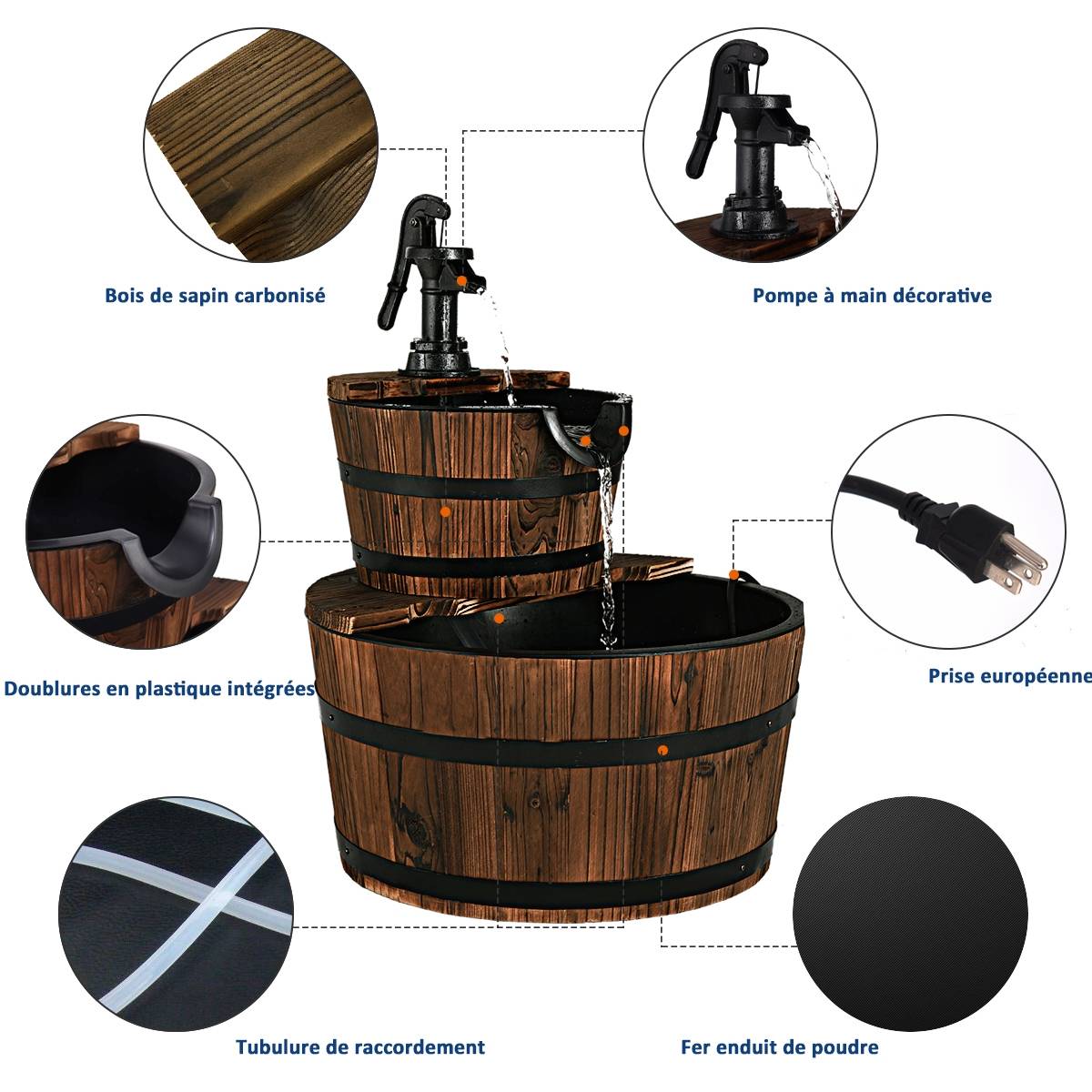 Maison Chic - Fontaine de Jardin Fontaine en Cascade avec Pompe 2 Etages Ecoulement d’Eau Ajustable Capacité 19 L - Image 7
