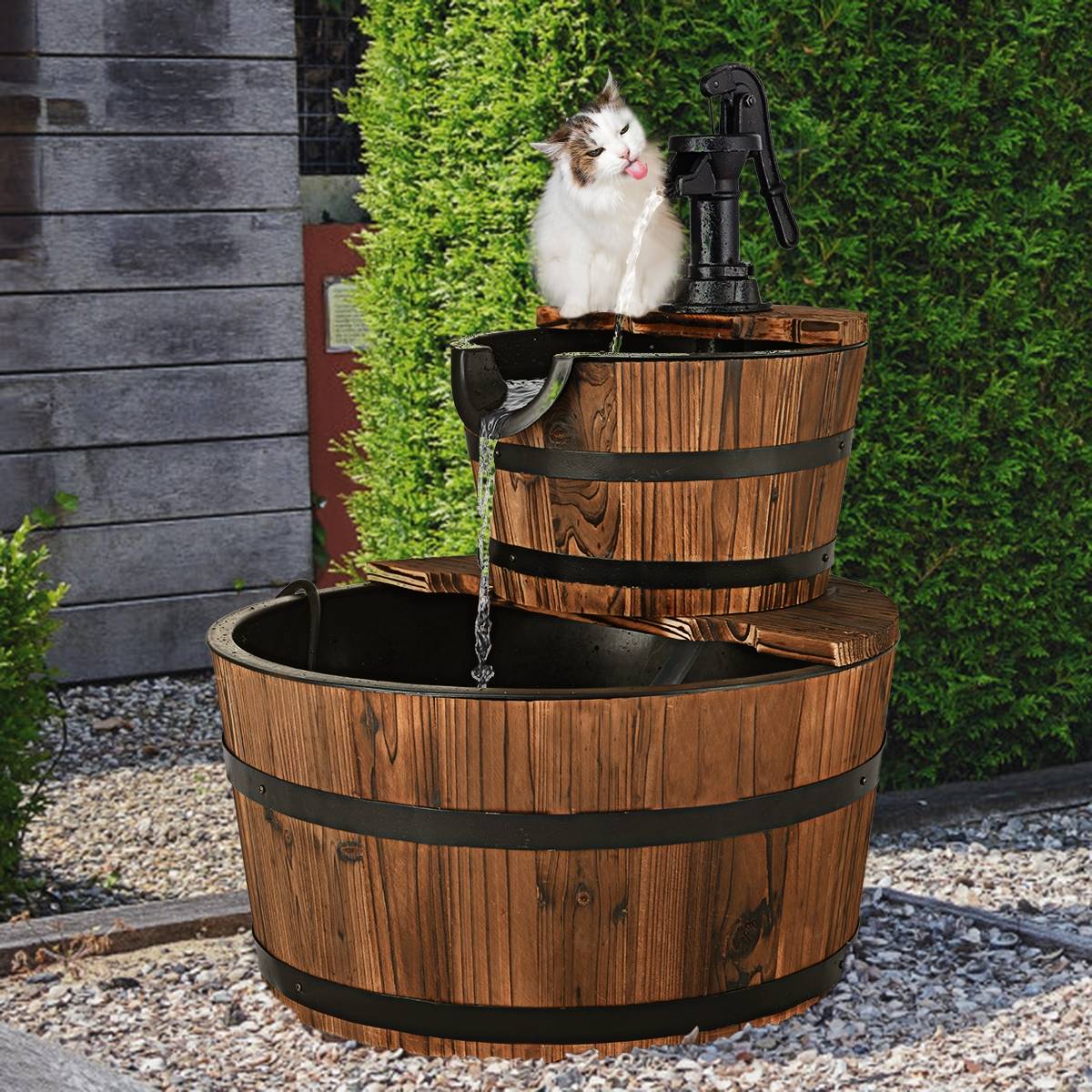 Fontaine de Jardin Fontaine en Cascade avec Pompe 2 Etages Ecoulement d’Eau Ajustable Capacité 19 L - Image 3