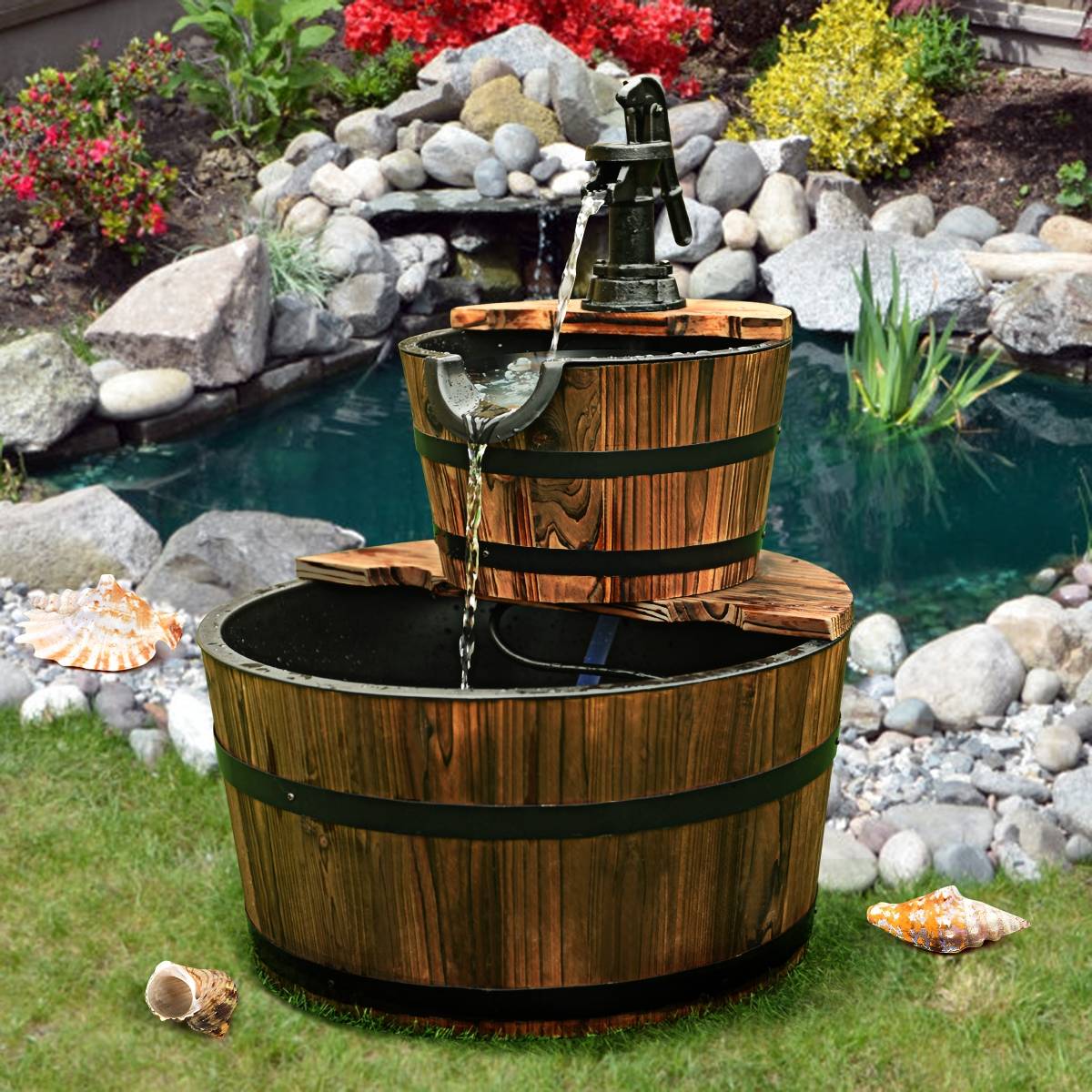 Maison Chic - Fontaine de Jardin Fontaine en Cascade avec Pompe 2 Etages Ecoulement d’Eau Ajustable Capacité 19 L - Image 2