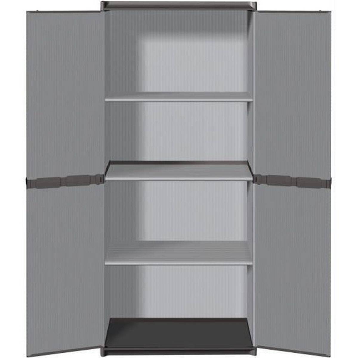 Armoire de rangement haute en résine TOOD 3 tablettes - 2 portes grises, cadenassables, 68 x 39,5 x 168 cm - Image 1