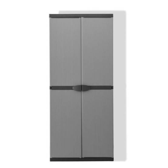 Armoire de rangement haute en résine TOOD 3 tablettes - 2 portes grises, cadenassables, 68 x 39,5 x 168 cm - Image 3