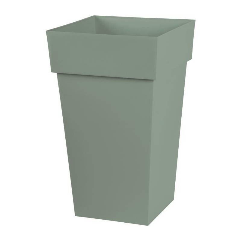 EDA Plastiques - Eda Plastique - Pot De Fleur Haut Carre Toscane - 39 X 39 X H 65 Cm - 62 L - Vert Laurier - Image 1