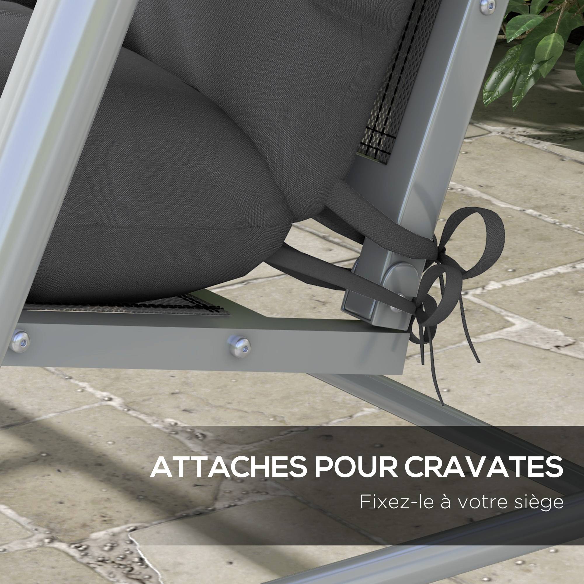 Ensemble de 4 coussins d'extérieur pour balancelle de jardin, 1 coussin d'assise coussins de dossier et 2 oreillers - Image 7