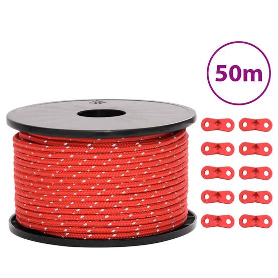 Corde de haubanage de tente avec bandes réfléchissantes et clés Maison Chic - Image 2
