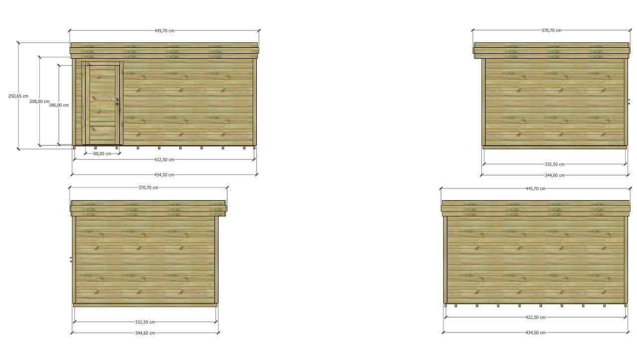 ABRI DE JARDIN bois  autoclave 27mm - 4,34x3,44m / 15m2 - Bac acier - Plancher bois - Image 4