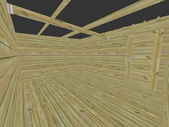 ABRI DE JARDIN bois autoclave 27mm - 4,34x3,44m / 15m2 - Bac acier - Plancher bois - Image 5