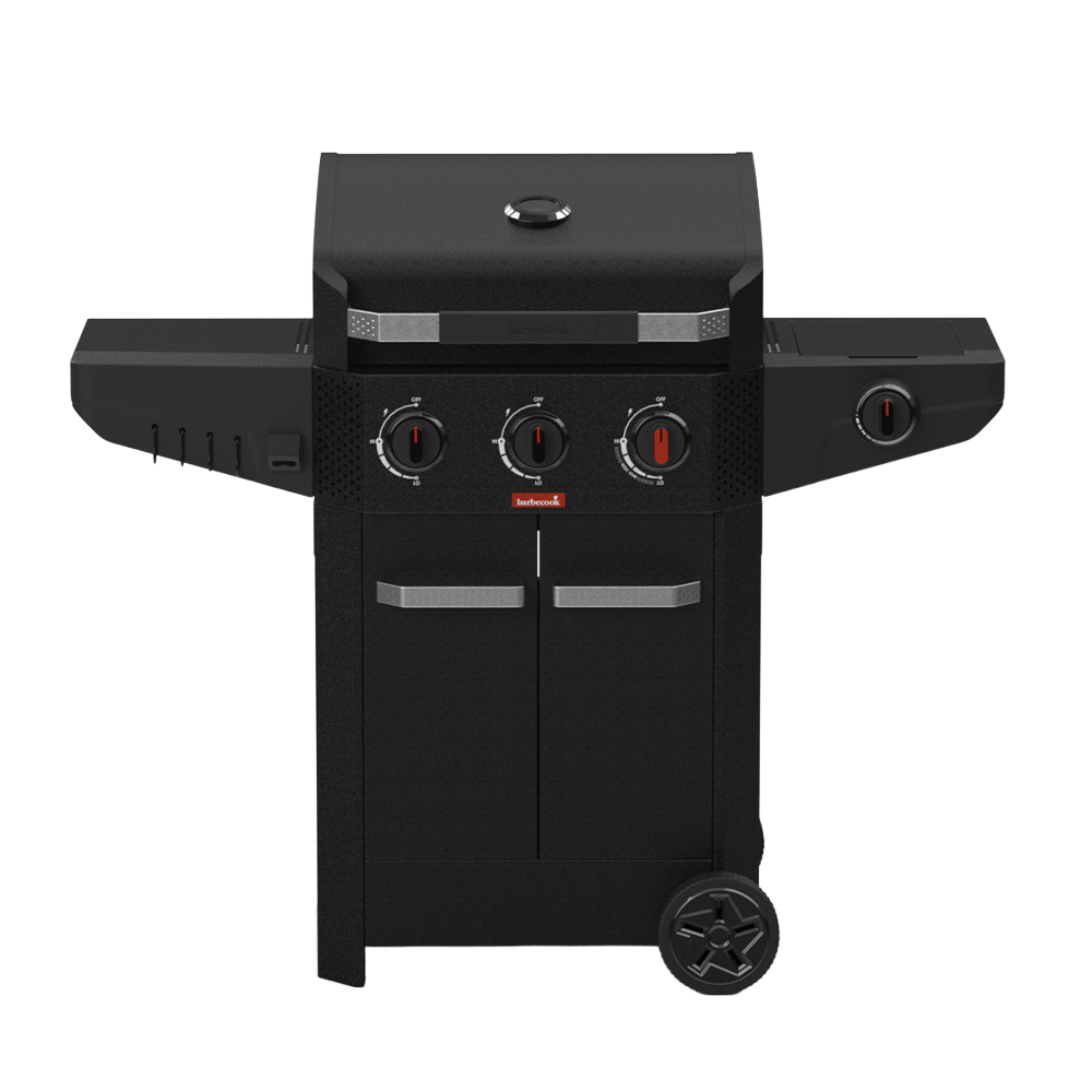 Barbecook - Barbecue à gaz Luca 312 + réchaud latéral - Noir - Image 1