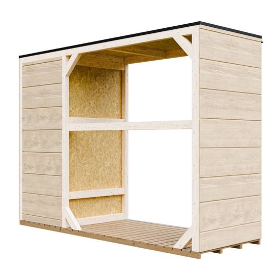 Timbela - Abri à bûches extérieur - 1,09+0,53 m² / 75x217xH159 cm - Abri à bûches moderne avec rangement latéral pour les outils - Timbela M981-REDWOOD RED - Image 3