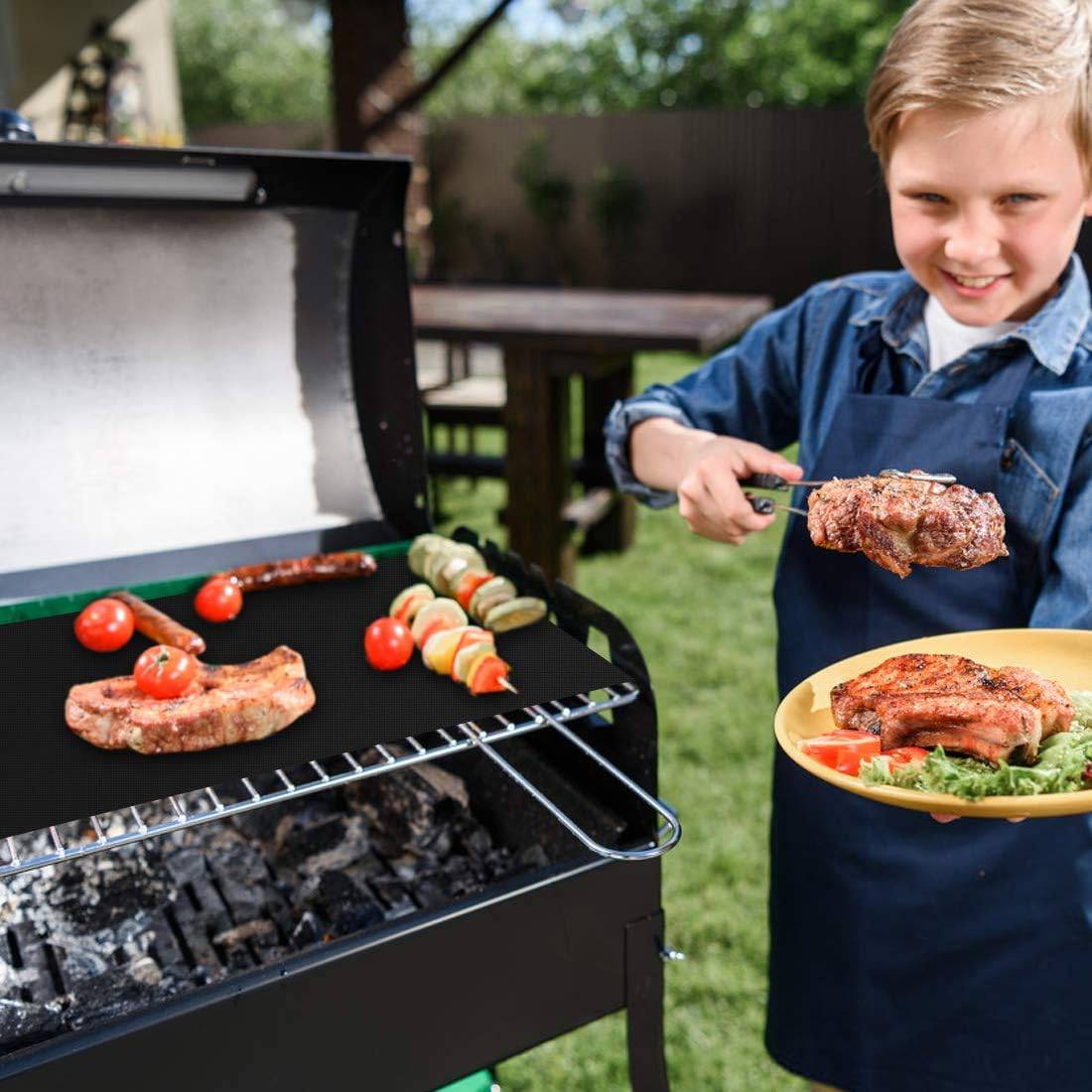 Set de 5 Tapis de Cuisson Tapis BBQ Barbecue Plaque Feuille de Cuisson Four 40 * 33cm pour Barbecue gaz Charbon électrique Anti-adhérent-Lytech - Image 3