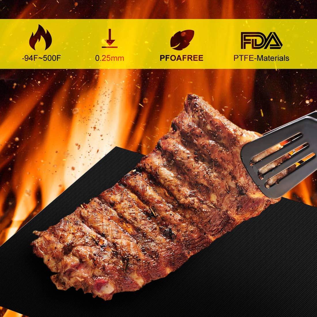 Set de 5 Tapis de Cuisson Tapis BBQ Barbecue Plaque Feuille de Cuisson Four 40 * 33cm pour Barbecue gaz Charbon électrique Anti-adhérent-Lytech - Image 4