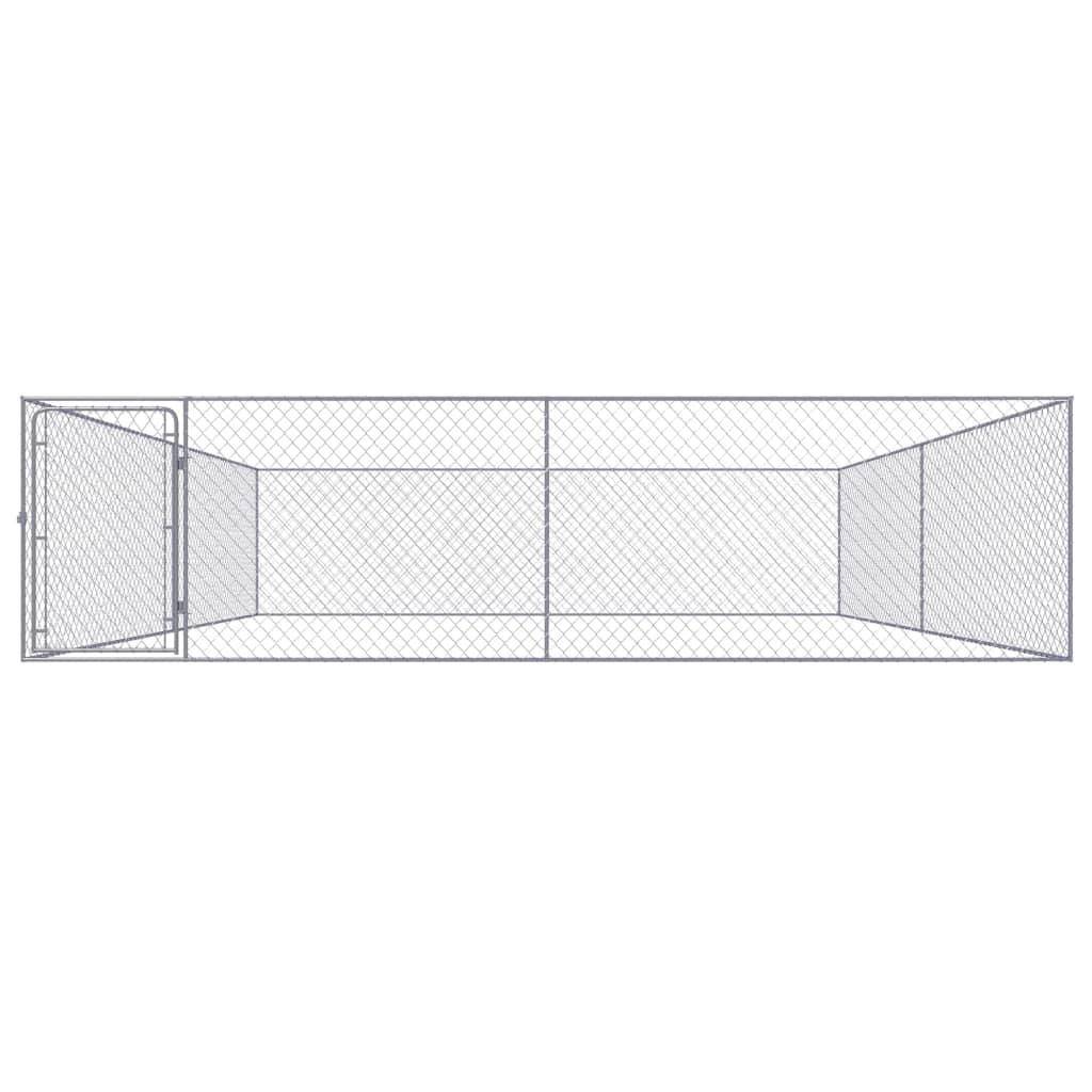 Helloshop26 - Chenil extérieur cage enclos parc animaux chien extérieur pour chiens acier galvanisé 4 x 4 x 1 m - Image 3