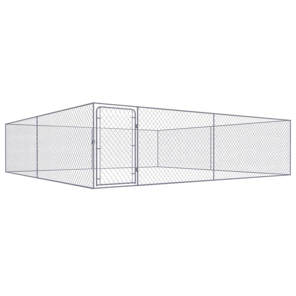 Helloshop26 - Chenil extérieur cage enclos parc animaux chien extérieur pour chiens acier galvanisé 4 x 4 x 1 m - Image 1