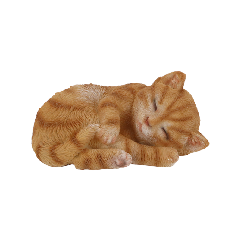 Figurine de chat endormi en polyrésine - L 14 x P 10 x H 6,5 cm - Modèle aléatoire - Image 1