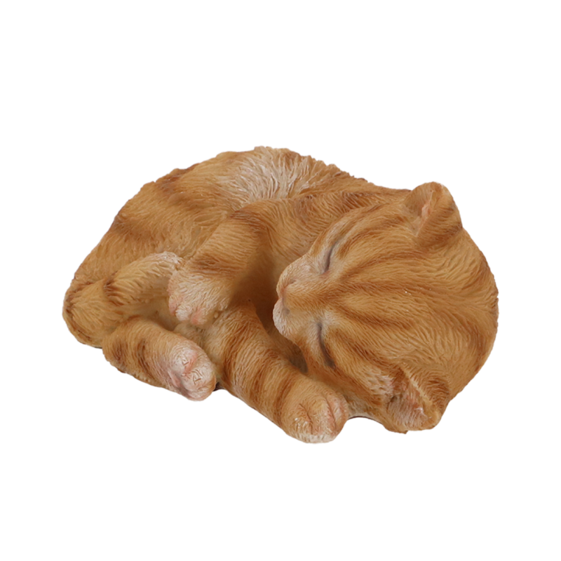 Figurine de chat endormi en polyrésine - L 14 x P 10 x H 6,5 cm - Modèle aléatoire - Image 2