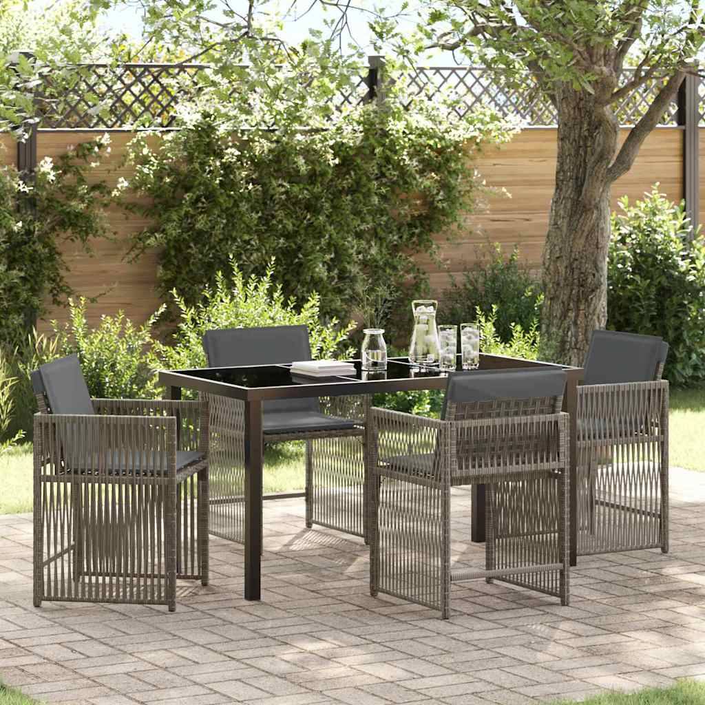 ComfortXL - Table et chaises de jardin pour 4 personnes en polyrotin tressé et acier Gris – ComfortXL Outdoor Living