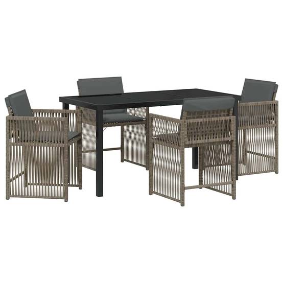 ComfortXL - Table et chaises de jardin pour 4 personnes en polyrotin tressé et acier Gris – ComfortXL Outdoor Living - Image 2