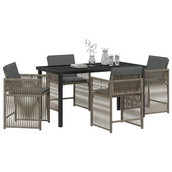 ComfortXL - Table et chaises de jardin pour 4 personnes en polyrotin tressé et acier Gris – ComfortXL Outdoor Living - Image 3