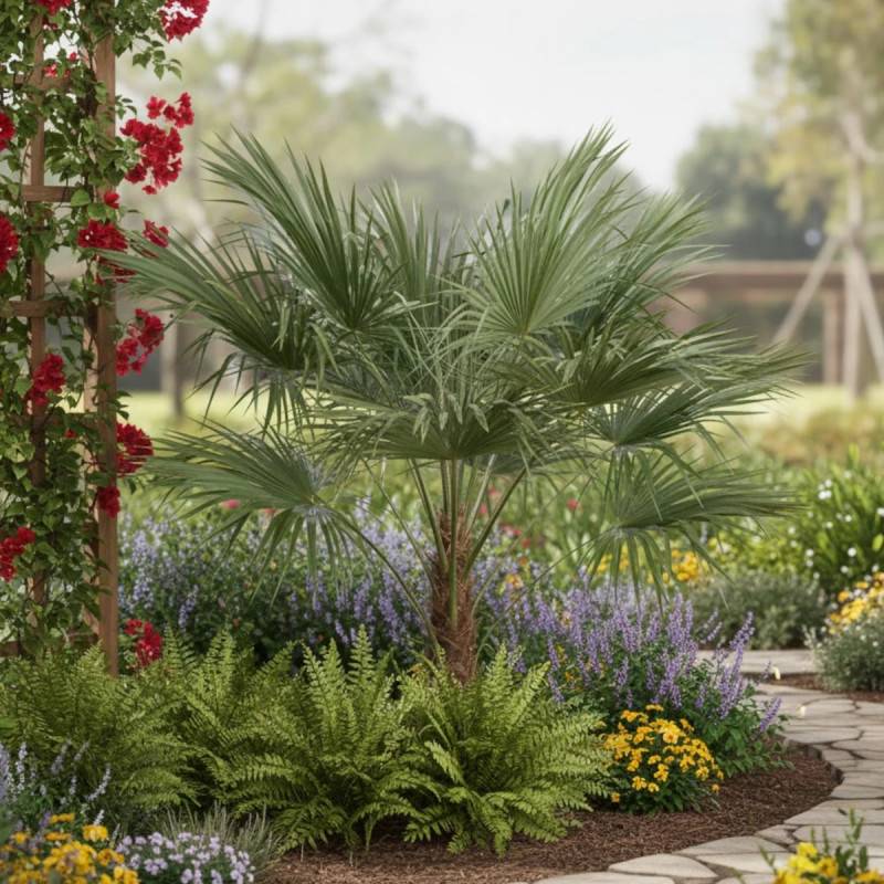 Palmier de Chine, Trachycarpus - Pot de 15L - Tronc de 20 cm - Haut. 40/60 cm - Image 3