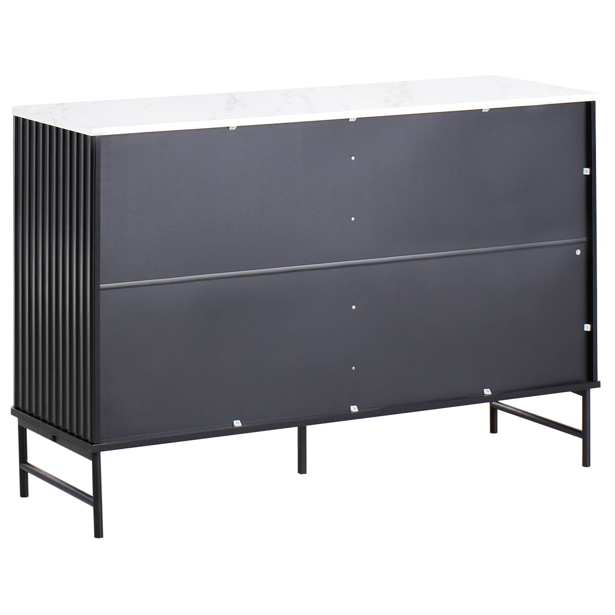 Beliani - Commode MDF Marbre/noir GLASTONBURY - 120x40x80- Beliani - Image 5