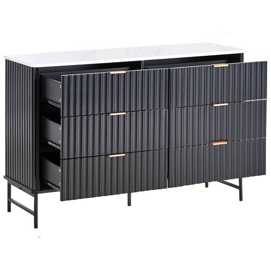 Beliani - Commode MDF Marbre/noir GLASTONBURY - 120x40x80- Beliani - Image 3