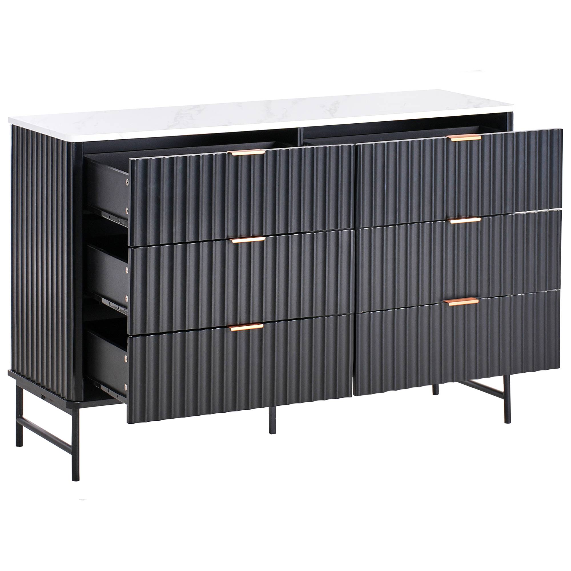 Beliani - Commode MDF Marbre/noir GLASTONBURY - 120x40x80- Beliani - Image 3