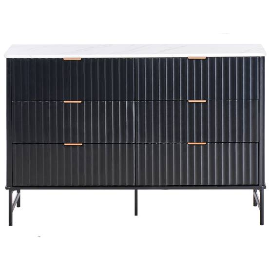 Beliani - Commode MDF Marbre/noir GLASTONBURY - 120x40x80- Beliani - Image 4